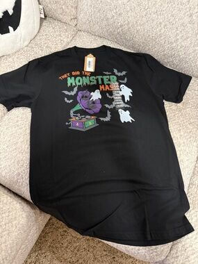 Halloween Monster Mash Graphic Tee - Black Large NWT